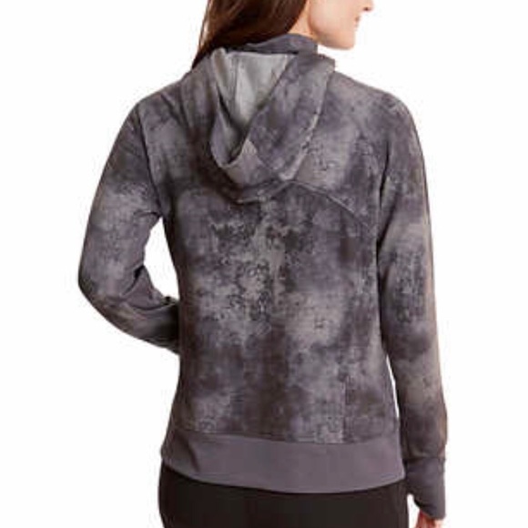 Danskin Soft Hoodie Light Jacket Grey With Pockets Tie Dye Camo Pattern NEW - Picture 3 of 12
